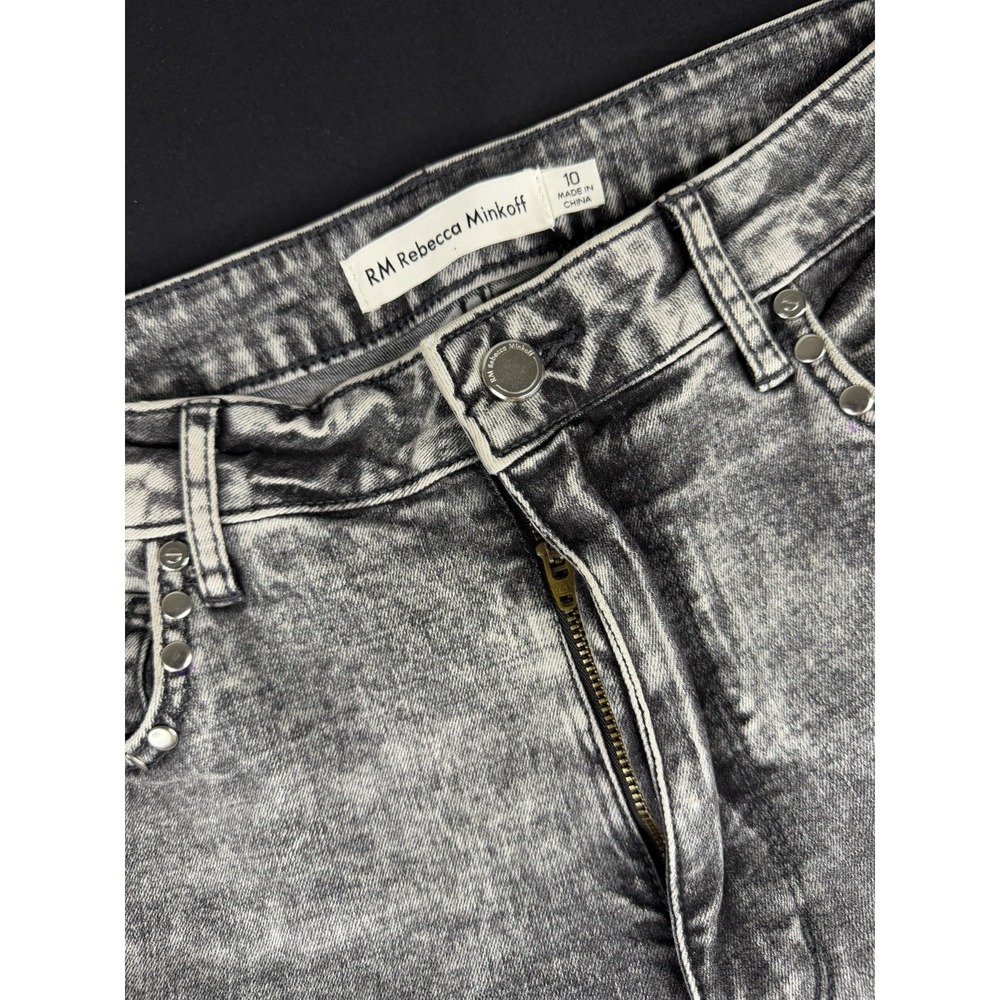 RM Rebecca Minkoff Studded Acid Wash Grey Denim Jeans Size 10 Edgy Rocker Punk